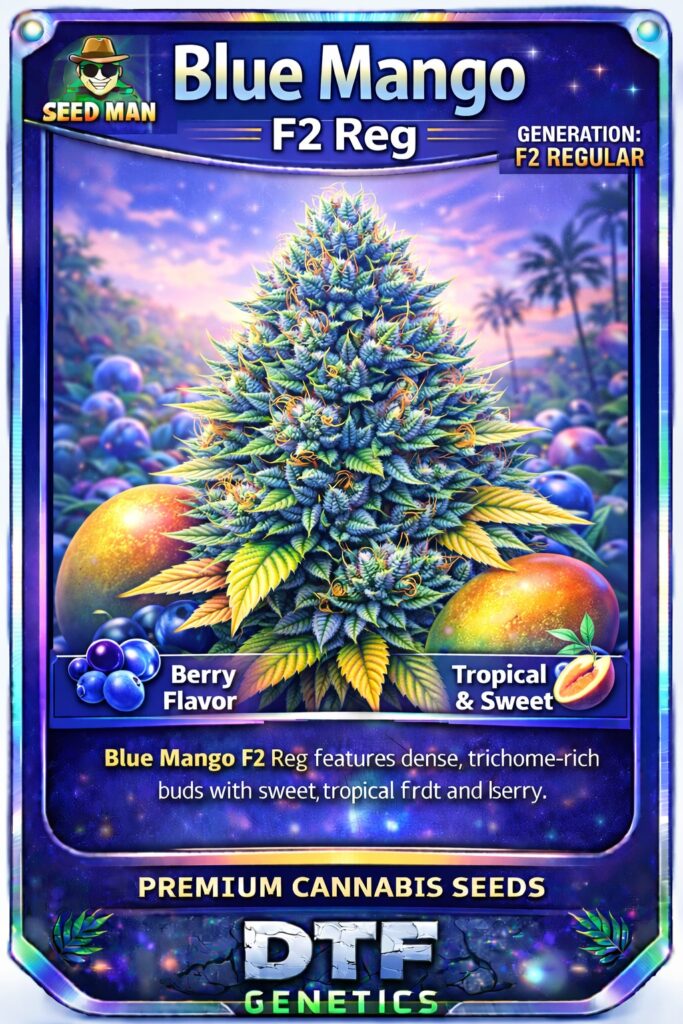Blue Mango F2 Regular DTF Genetics strain card