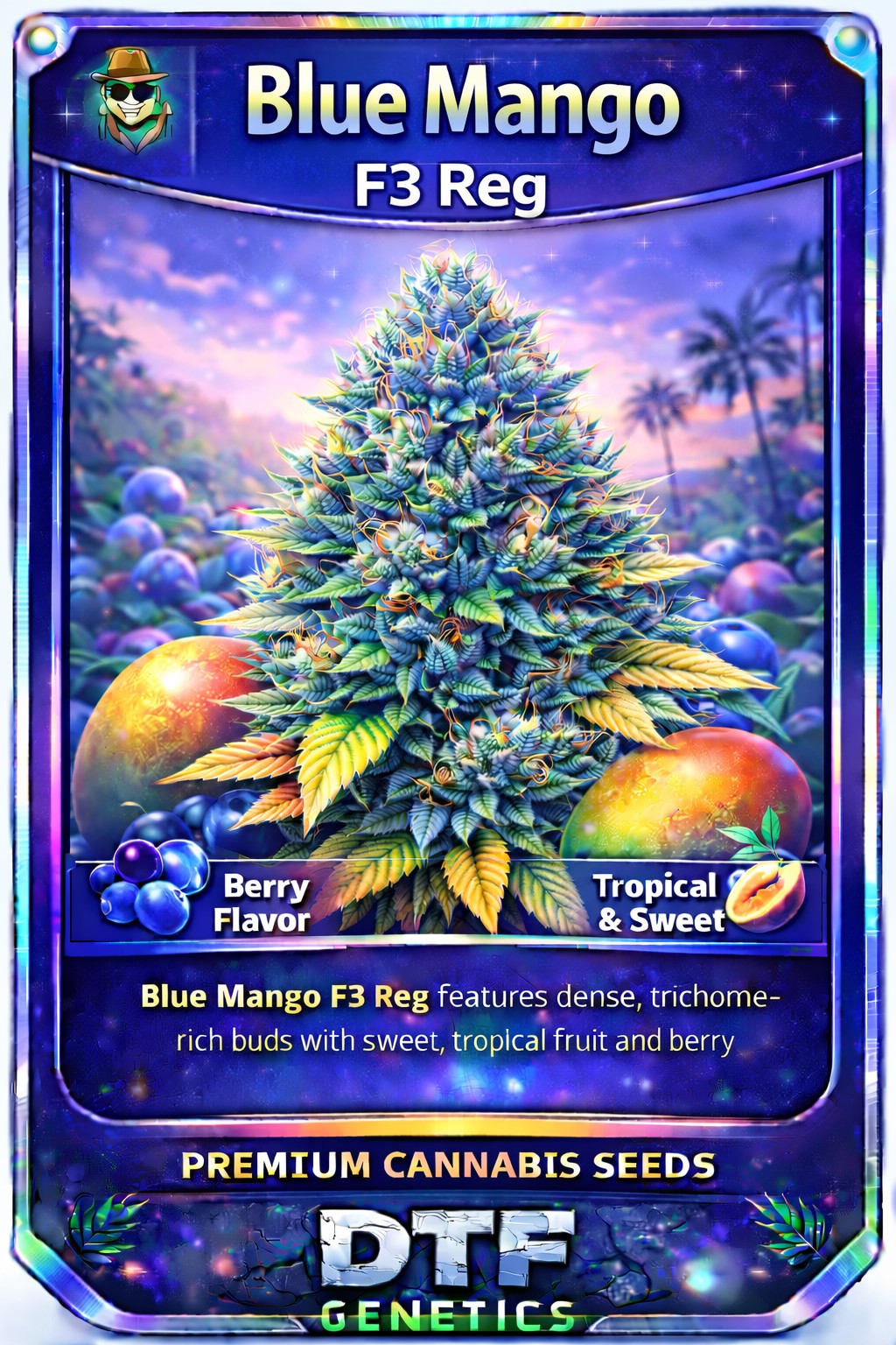 Blue Mango F3 Regular DTF Genetics strain card