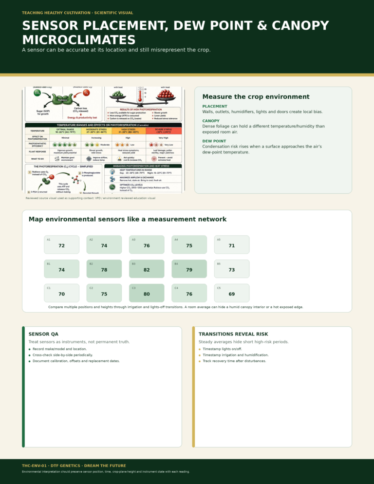 ENV 01 Sensor Placement Dew Point Canopy Microclimates Full Sheet Infographic